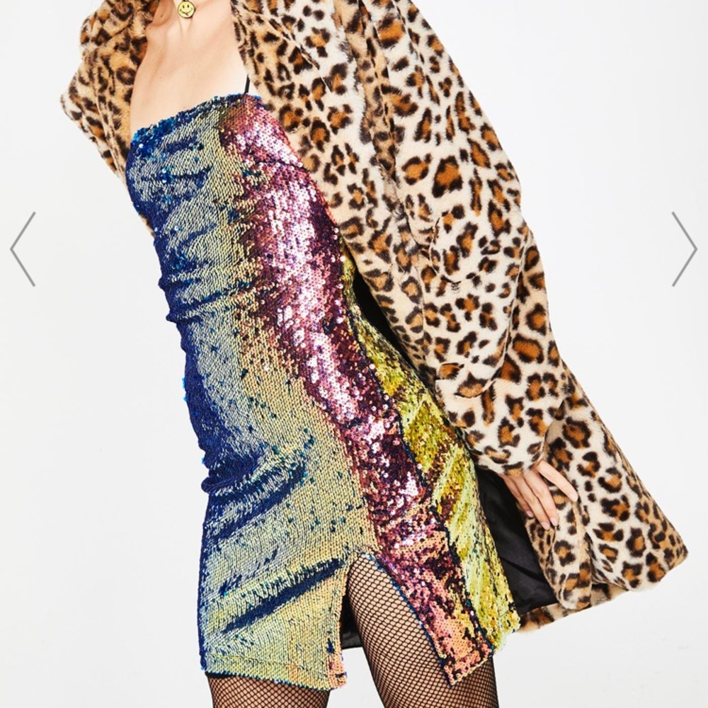 DollsKill Motel OIL SLICK LUCKY DRESS sequins - Picture 2 of 5